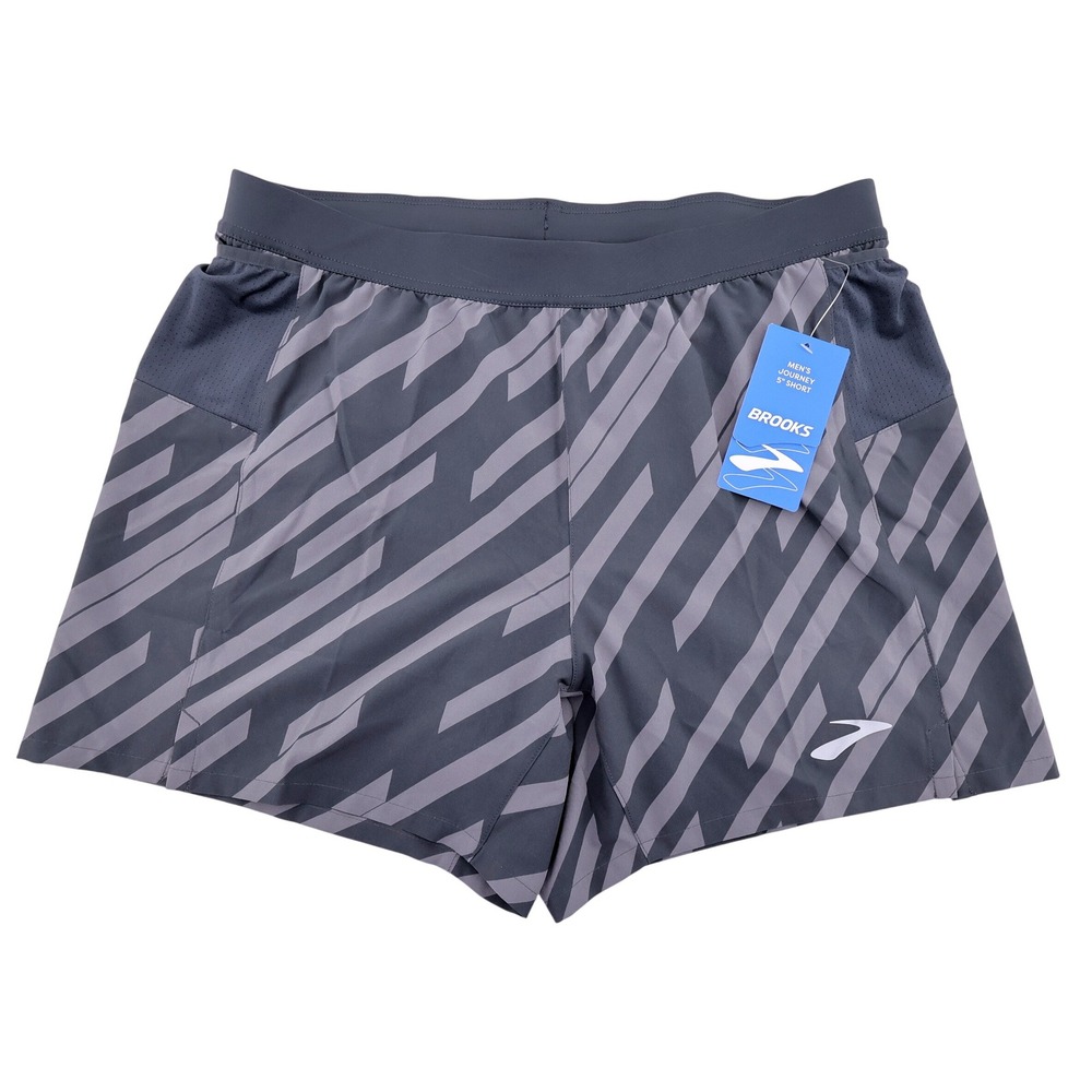 NEW Brooks Journey 5" Running Shorts Strider Grey Men Medium Brief Liner